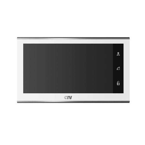 CTV-M2702MD W (White) Монитор цветного видеодомофона с экраном 7" обновленного дизайна, Hands free, встроенный детектор движения (назначаемый на канал), панель из стекла с сенсорным управлением "Easy buttons", встроенная память, встроенный слот для micro